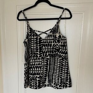 Staccato Black and White Leaf Print Camisole